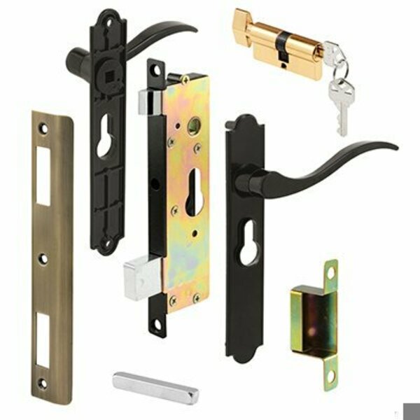 Prime-Line Security Screen or Storm Door Lever Set, Contemporary, Black Finish, Keyed Single Locking Cylinder K 5438